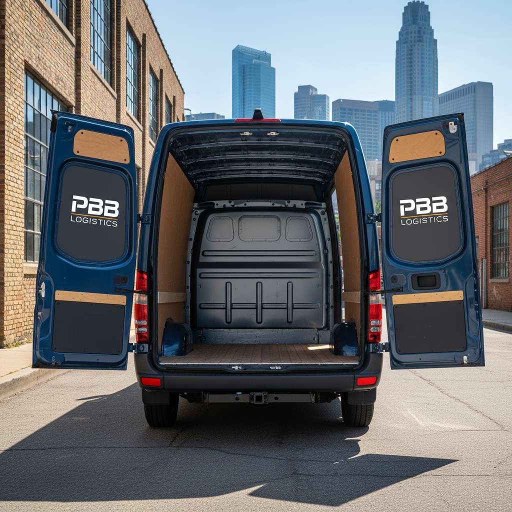 PBB Logistics sprinter van with doors open ready for loading